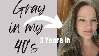 Long GRAY HAIR in your 40's: IM ALMOST ALL GRAY! 3 years in #longgrayhair #goinggrey #goinggrayyoung