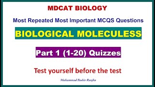 Biological Molecules MCQS Part -1 #mdcatbiology #mdcat2024 #biologicalmolecules #etea2024 #nums2024
