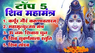 टॉप 5 शिव महा मंत्र~कर्पूरगौरं करुणावतारं~महामृत्युञ्जय मन्त्र~Shiv Stuti~शिव ताण्डव~शिव धुन