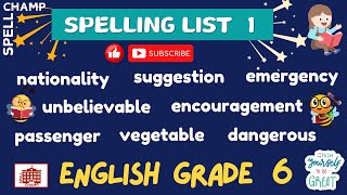 English Grade 6 Spelling List 1