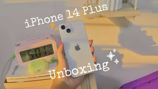 iPhone 14 plus [starlight +128gb] unboxing 🤍 | accessories, camera test \u0026 set-up. 🧸ྀི 🎧ྀི