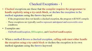 Unchecked (Runtime) vs Checked Exceptions