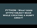 PYTHON : What does dtype=object mean while creating a numpy array?