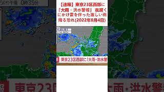 【速報】東京23区西部に「大雨・洪水警報」 夜遅くにかけ雷を伴った激しい雨降る恐れ(2022年8月4日)