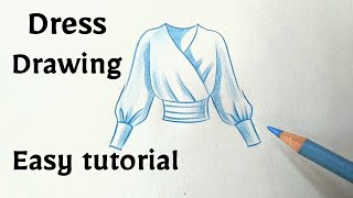 How to draw a beautiful dress drawing(girl top) design easy for beginners drawing clothes designs