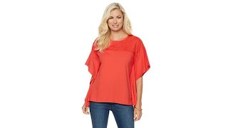 DG2 by Diane Gilman Lace Yoke Poncho Top