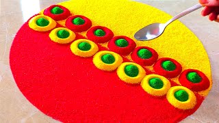 Simple Makar Sankranti Rangoli 💛❣️💛 | Haldi Kumkum rangoli | Easy and simple sankranti muggu rangoli