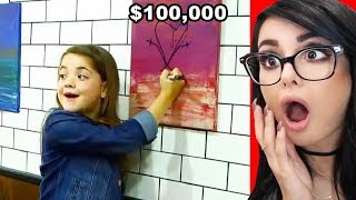 Girl DESTROYS Expensive Painting By Drawing on it