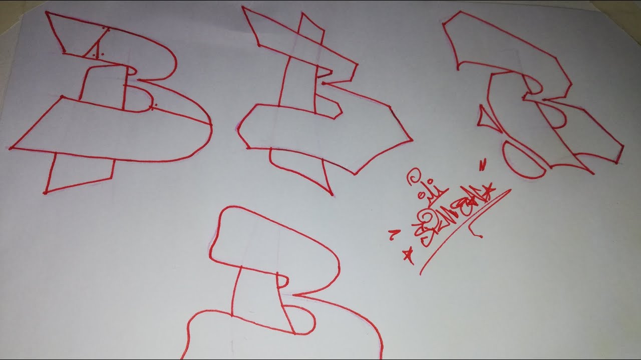 Graffiti Alphabet Tutorial - How To Draw Graffiti Letters - Letter B ...