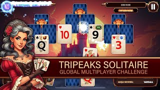 Tri Towers Classic Solitaire game (gameplay, bonus round, blue castle)