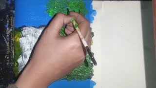 Easy Waterfall Landscape Painting tutorial for beginners ||Step by step Waterfall Landscape Painting