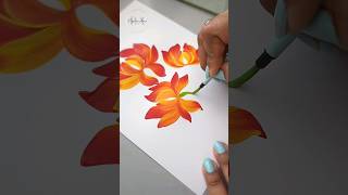 💫🟠 INCREDIBLE Round Brush Stroke Flower Painting Satisfying Painting #shorts