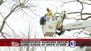 VIDEO: Eversource workers repair lines ahead of Tuesday's storm