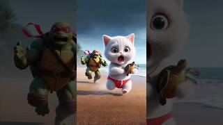 A cat goes berserk being chased by a ninja turtle #cat #cutecat #cute