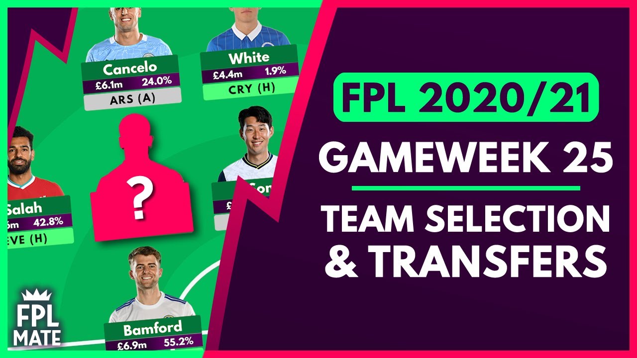 FPL GAMEWEEK 25 TEAM SELECTION | GW25 Scores, Transfers & Captain For ...