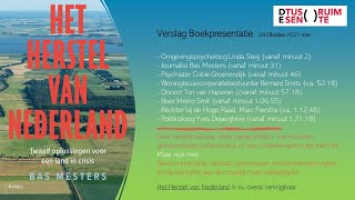 Boekpresentatie: Het Herstel van Nederland door Bas Mesters met o.m. omgevingspsycholoog Linda Steg