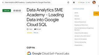 Data Analytics SME Academy Loading Data into Google Cloud SQL GSP196