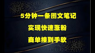 小红书利用微博5分钟一条图文笔记，实现快速涨粉，商单接到手软