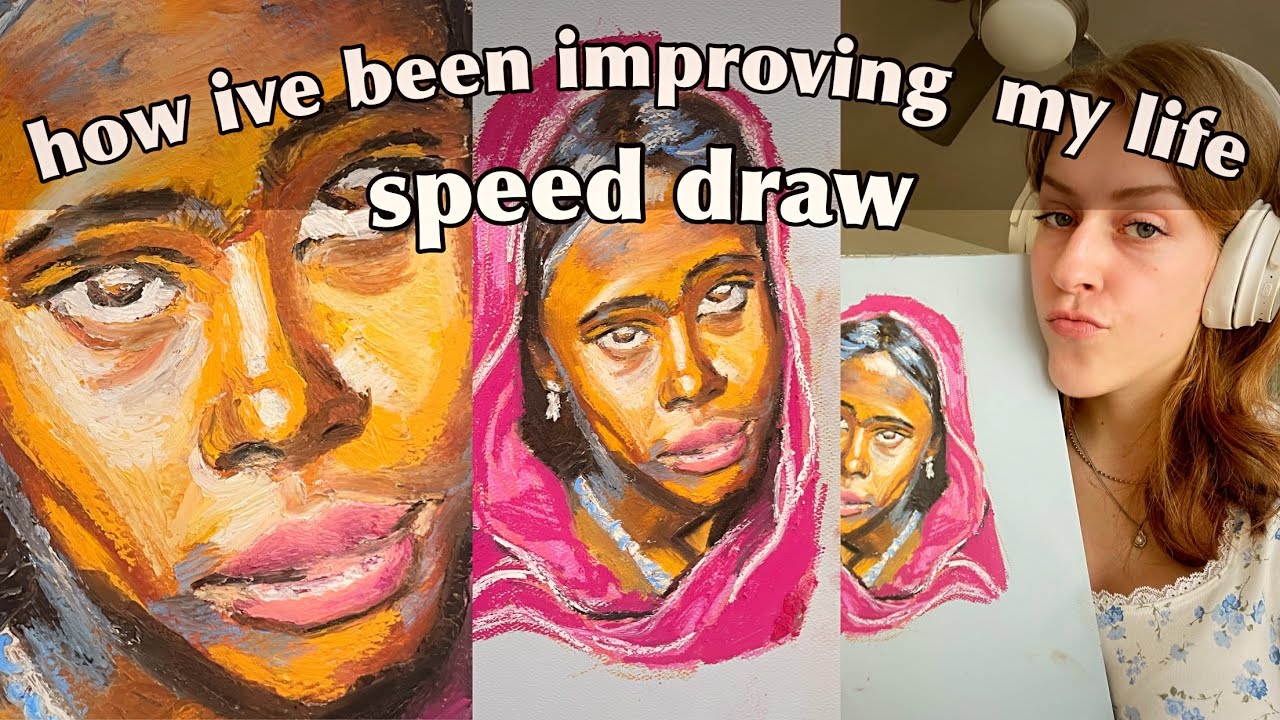 Oil Pastel Portrait Speed Draw Self Improvement And Tech Addiction
