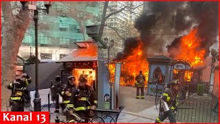 Fire engulfs section of popular Bryant Park holiday market in NYC