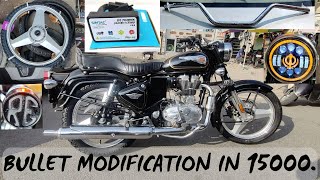 Cheapest Royal Enfield Bullet Modification|alloy wheels | Simtac hazard | LED headlight | leg guard