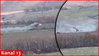 Helicopter flown by Russian colonel falls to the ground in flames in Bakhmut after being shot