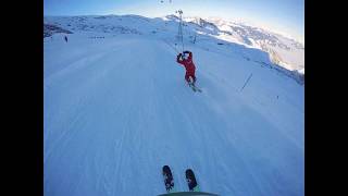 Telemark skiing demo with Kamil, best telemark skier on Kitzsteinhorn