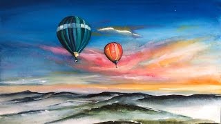 Watercolor Hot Air Balloons Painting Demonstration