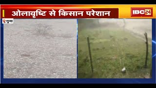 Guna Weather News : ओलावृष्टि से किसान परेशान। नाराज किसानों ने सरकार से मांगा मुआवजा