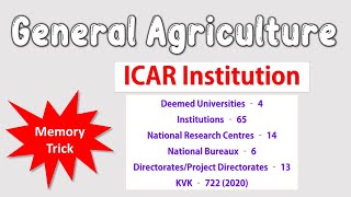 Tricks to remember ICAR institute | General Agriculture | JRF, AFO, IBPS