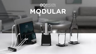 eo Everyday Organisers Modular | Vertical Laptop Holder with Cable Organiser \u0026 Pen Stand \u0026 Coasters