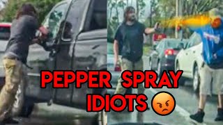 Pepper spray idiots compilation. Road rage.