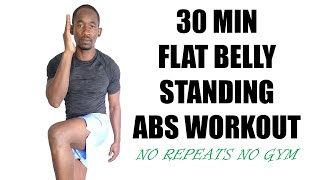 30-Minute Flat Belly Standing Abs Workout at Home - No Repeats No Gym