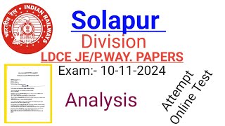 solapur division Je/P.way Question Papers Solution// Irpwm question// Railway Ldce question