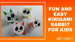FUN AND EASY KIRIGAMI RABBIT FOR KIDS -Art Craft-Kirigami Seni Lipat Potong Kertas