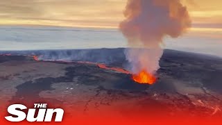 Hawaii's Mauna Loa spews molten lava in spectacular footage