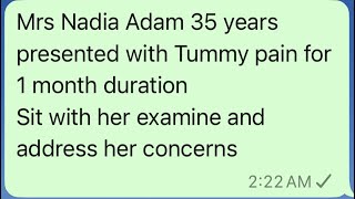 Session 08/03, LCC;1- Middle age female e’ C.O. 1month Tummy pain,2- Middle age female C.O. Lethargy