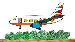 Easy plane drawing step by step| Beautiful colour plane simple drawing