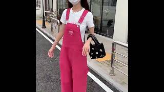 Loose Pink Overall Jumpsuit with Straps