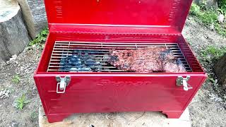 Skirt steak on a Snap-On tool box grill