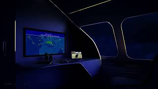 DARK Futuristic 1st Class Brown Noise Ambience | Flight Map | Sleeping, Reading, Studying | Zen