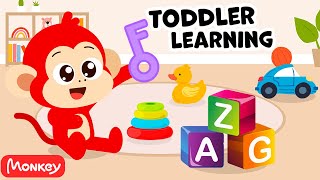 Educational Video for Toddlers with Teacher Monkey 1️⃣2️⃣3️⃣ Abc, Color, Letter, Number in English