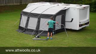 Kampa Ace Air 400 All Season Awning Pitching \u0026 Packing (with Electric Pump) Video (Real Time)