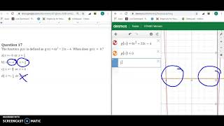 Function notation in Desmos, Solutions of Quadratics