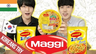 Korean Try Indian Maggi Masala and Fatafat Bhel FIRST TIME | Indian Instant Noodle