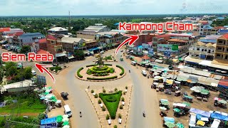 Drone Aerial View SKOUN Roundtable KAMPONG CHAM And SIEM REAB Province