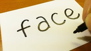 Very Easy ! How to turn words FACE into a Cartoon -  How to draw doodle art on paper