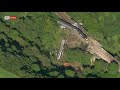 raw aerial footage of train derailment in aberdeenshire