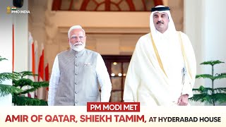 PM Narendra Modi meets Emir of Qatar, Shiekh Tamim at Hyderabad House