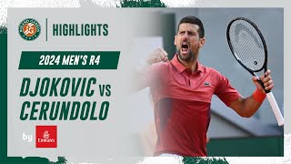 Djokovic vs Cerundolo Round 4 Highlights | Roland-Garros 2024